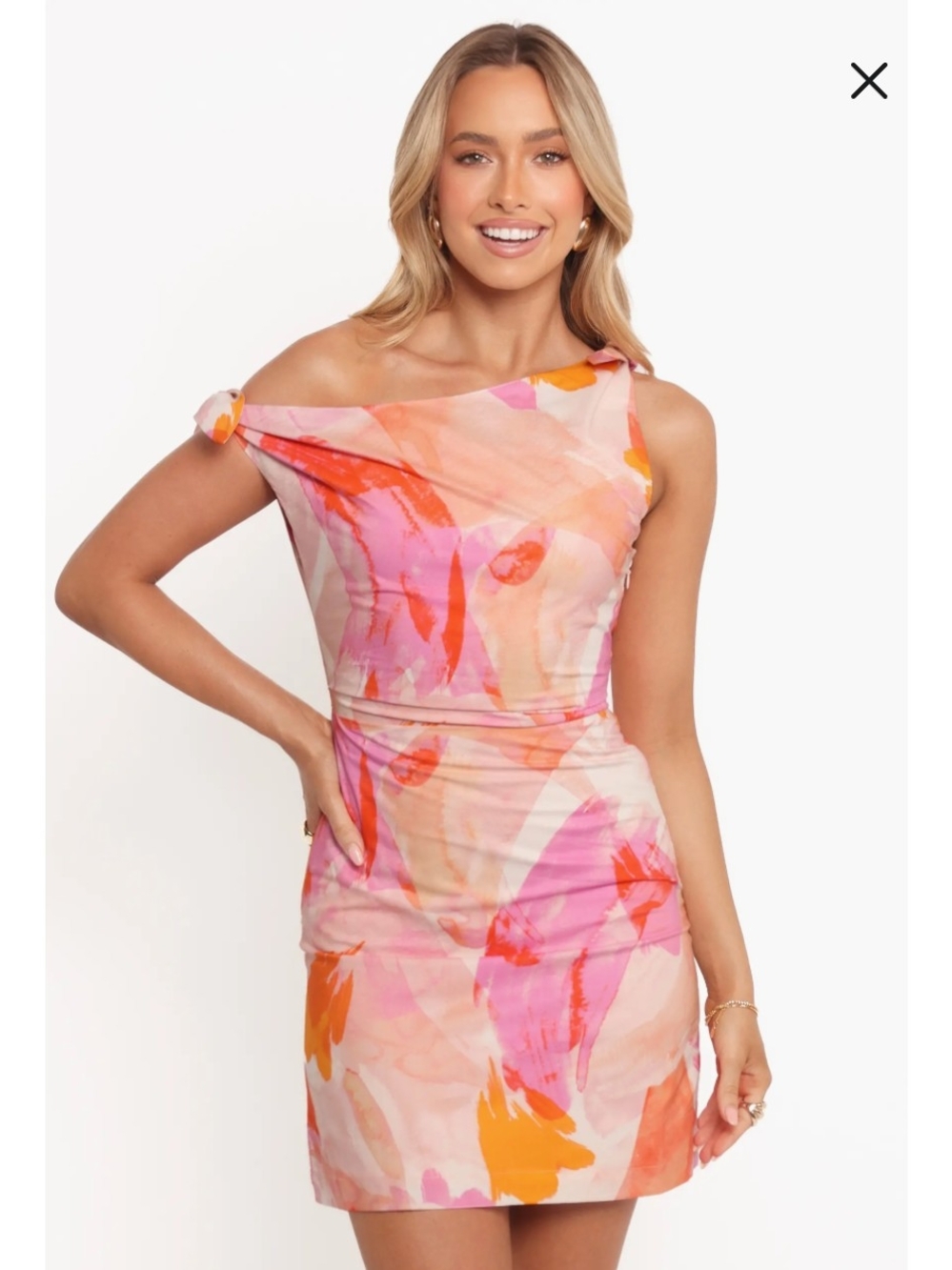 NWT Petal & Pup Mariella Vibe Dress Billy J Ebbe Cowl Mini Pink Abstract MD